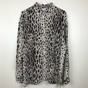 Vintage Tess 100% Silk Cheetah Print Blouse